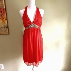 Behind Neck Cocktail Dress with Sequence